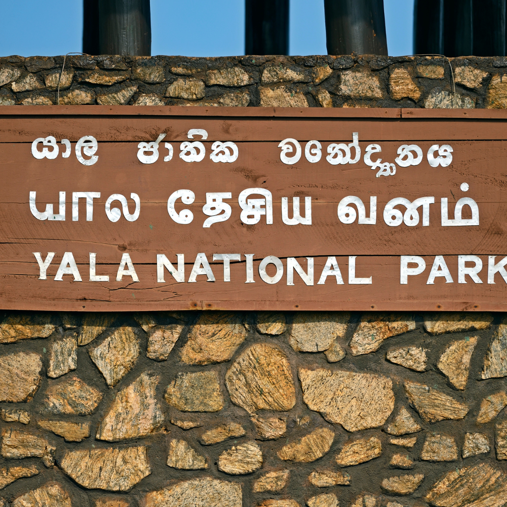 Sign at the entrance of Yala National Park in Sri Lanka